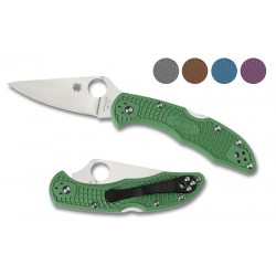 Navaja Spyderco Delica Flat Ground Plain Edge Green FRN