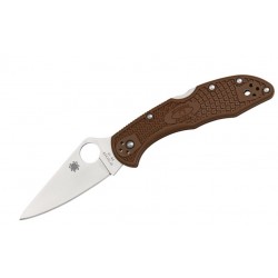 Navaja Spyderco Delica Flat Ground Plain Edge Brown FRN