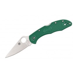 Navaja Spyderco Delica Flat Ground Plain Edge Green FRN