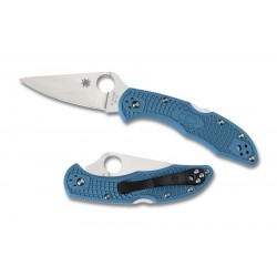 Navaja Spyderco Delica Flat Ground Plain Edge Blue FRN