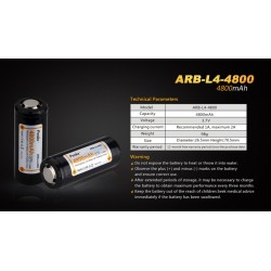 Batería Recargable Fenix ARB-L4 - 26650 - 3.7v 4800 mAh