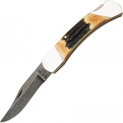 Bear & Son Folding Hunter Damascus Stag Bone