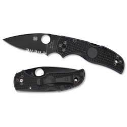 Navaja Spyderco Native 5 Hoja Negra Parcialmente Serrada