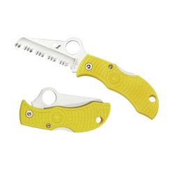 Navaja Spyderco Manbug Rescue Salt Amarilla Serrada