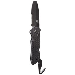 Benchmade Triage 916SBK Drop Point Negra Hoja Negra Filo Mixto Con Gancho