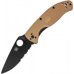 Spyderco Tenacious LWT Tan FRN Hoja Negra Filo Mixto