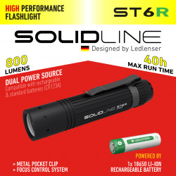 Linterna Led Lenser SolidLine ST6R 800 Lumens Recargable