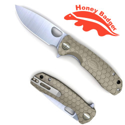 Honey Badger Small Linerlock Drop Point Tan