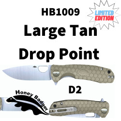 Honey Badger Large Linerlock Drop Point Tan