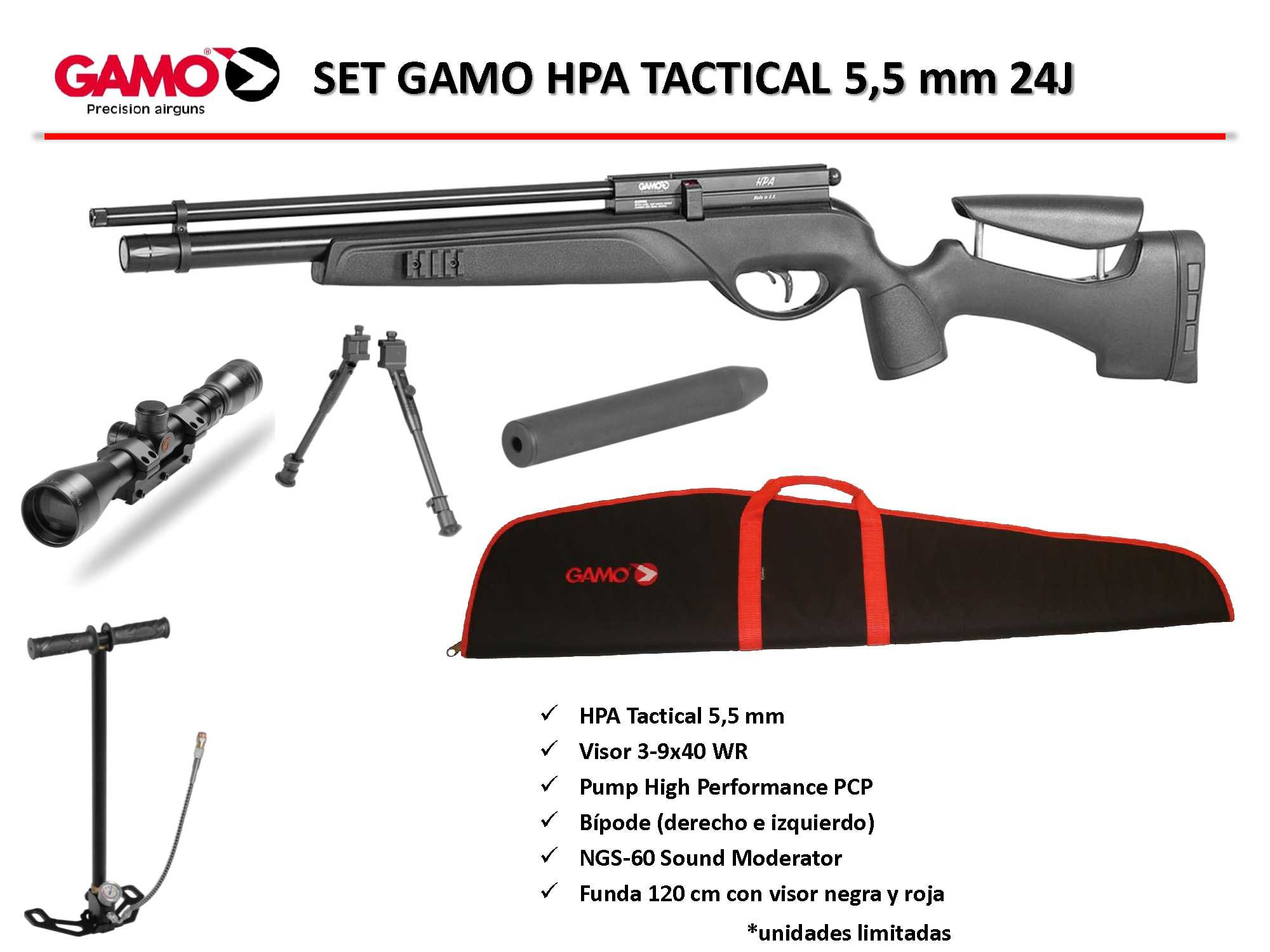 Pack Gamo PCP HPA Táctical Cal. 5,5 mm, Envío 24h