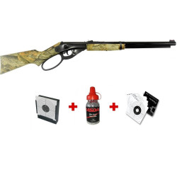 Pack Daisy 1999 Lever Action A/Weather Camuflaje 4,5 mm + Biberón 1500 Bolas + 100 Dianas + Tragabalines