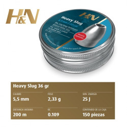 Balines H&N Sport Slug HP HEAVY 5,51 mm /.217" 150 ud de 2,33 g