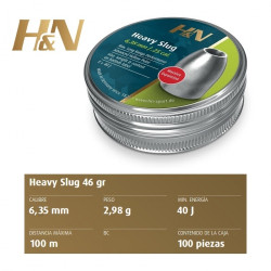 Balines H&N Sport Slug HP HEAVY 6,35 mm 100 ud de 2,98 g