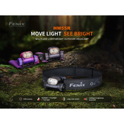 Linterna Frontal Fenix HM65R Negra 1200 Lumens Recargable