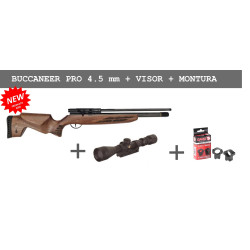 Pack BSA PCP Buccaneer PRO Madera + Visor 4-12X44 AO + Anillas