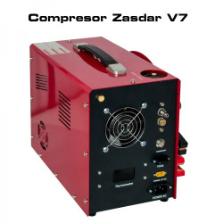 Compresor Eléctrico Zasdar V7 a 12 v/220 v. PCP 300 BAR. Transformador incluido. Parada automática